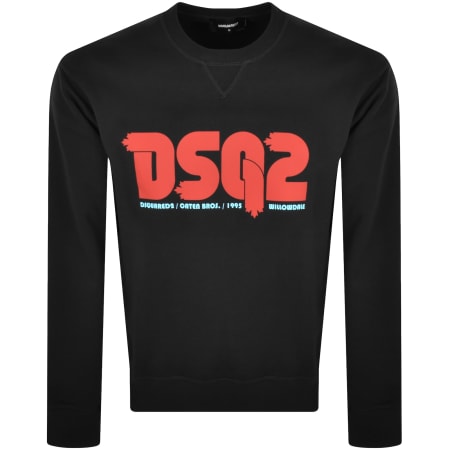 DSQUARED2 Crew Neck Logo Sweatshirt Black Mainline Menswear Denmark